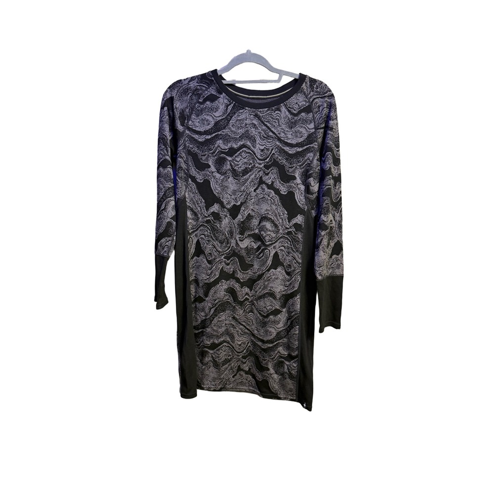 Smartwool‎ Merino Sport 250 Long Sleeve Dress Black Grey Swirl Print M